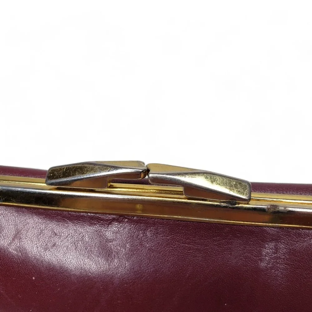 Vintage Bosca Wallet Women’s Burgundy Leather Bi Fold Snap Closure